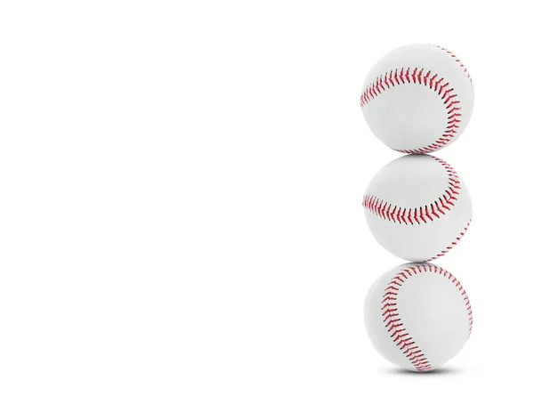 Stack Baseball Balls White Background Space Text — Stock Photo, Image