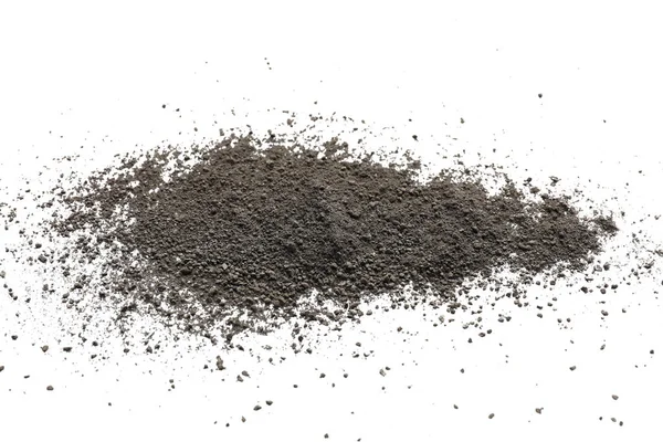 Куча Черной Пыли Разбросана Белом Фоне Вид Сверху — стоковое фото
