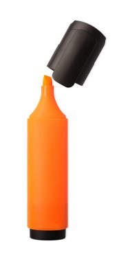 Bright orange marker isolated on white, top view