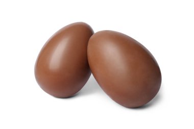 Two tasty chocolate eggs isolated on white