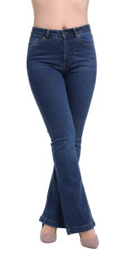 Woman in stylish jeans on white background, closeup clipart