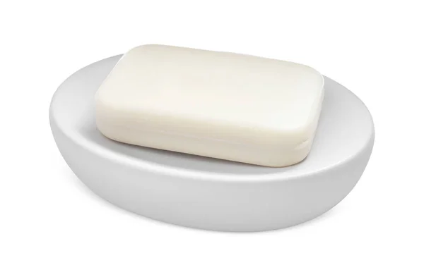 白色背景的肥皂棒托架 — 图库照片