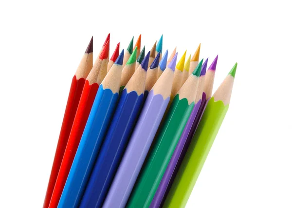 Many Colorful Wooden Pencils White Background — Stock Photo, Image