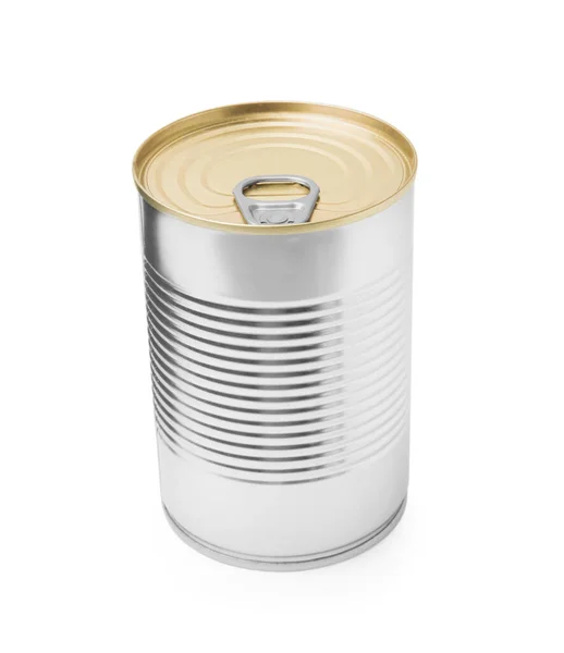 One Closed Tin Can Isolated White — Stock Photo, Image