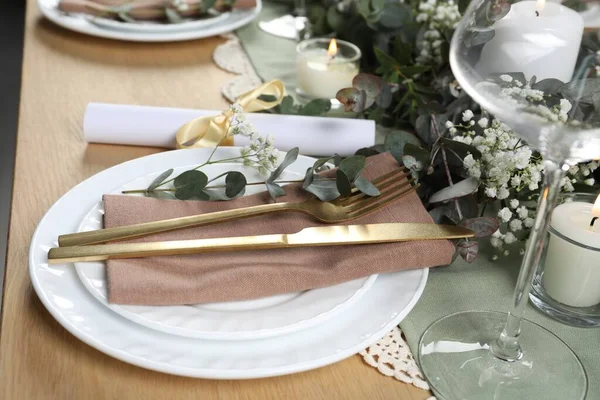 Stijlvolle Elegante Tafel Setting Voor Feestelijk Diner — Stockfoto