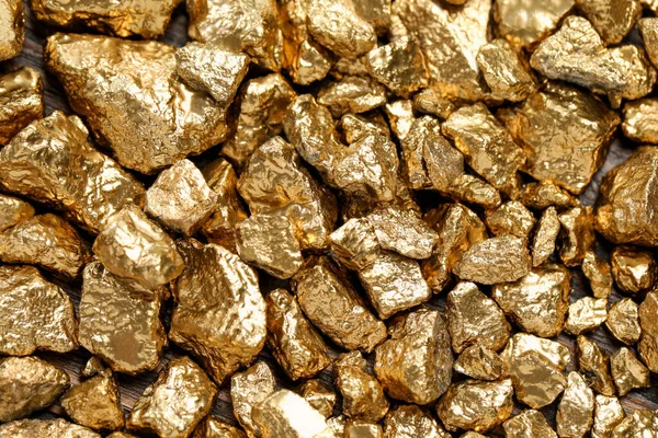 Haufen Goldnuggets Als Hintergrund Draufsicht — Stockfoto