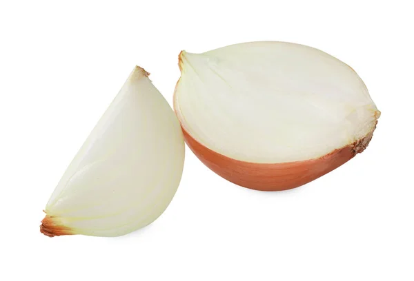Pieces Fresh Onion White Background — Fotografie, imagine de stoc