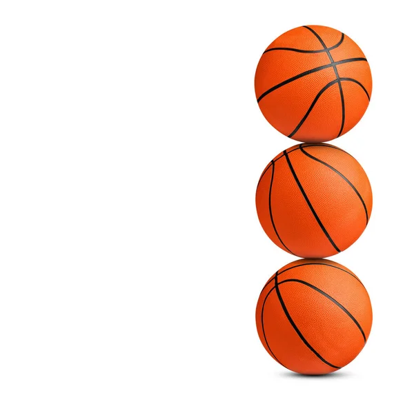 Stack Basketball Balls White Background Space Text — Stock Photo, Image
