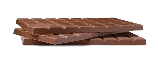 Deliciosas Barras Chocolate Con Leche Aisladas Blanco — Foto de Stock