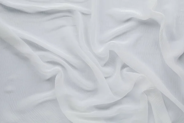 Beautiful White Tulle Fabric Background Top View — Stock Photo, Image
