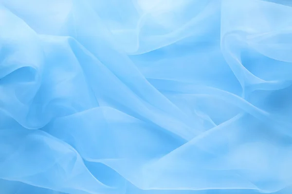 Beautiful Light Blue Tulle Fabric Background Closeup — Stock Photo, Image
