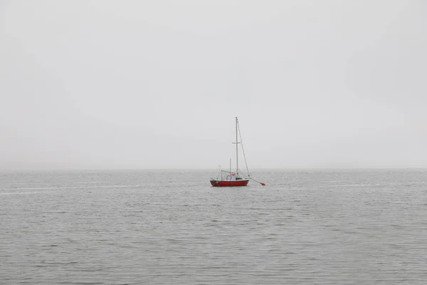 stock image Picturesque view of calm river with boat