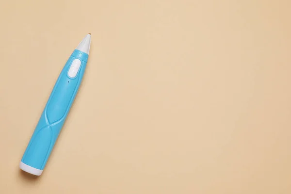 Stylish Pen Pada Latar Beige Top View Ruang Untuk Teks — Stok Foto