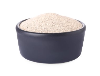 Aktif kuru maya kasesi beyazda izole edilmiş.