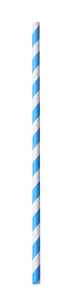 Tubo Coquetel Papel Azul Claro Isolado Branco — Fotografia de Stock