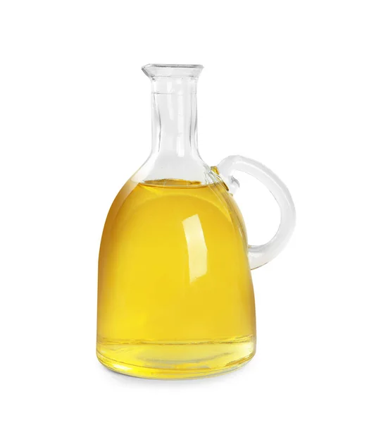 Glass Jug Cooking Oil Isolated White — Photo
