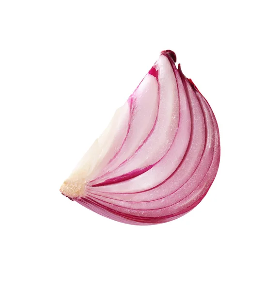 Fresh Red Ripe Cut Onion Isolated White — Stockfoto