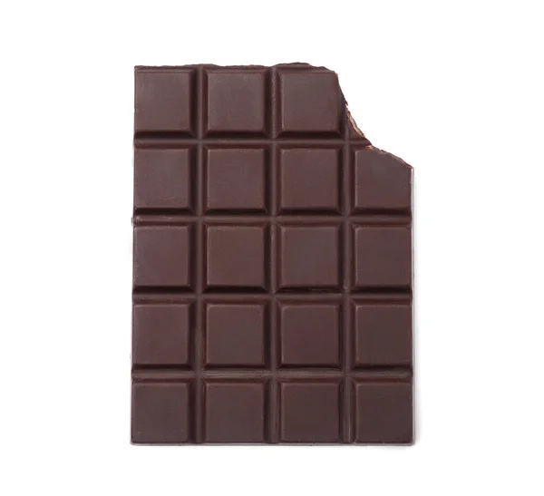 Läcker Mörk Choklad Bar Vit Bakgrund Ovanifrån — Stockfoto