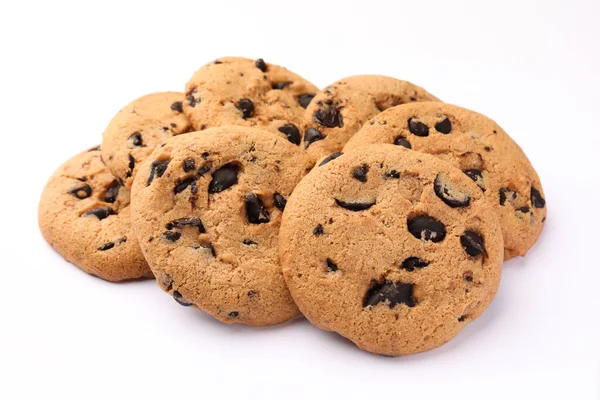 Delicious Chocolate Chip Cookies White Background Stock Image