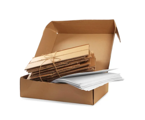 Χάρτινο Κουτί Απορρίμματα Χαρτιού Που Απομονώνονται Λευκό — Φωτογραφία Αρχείου