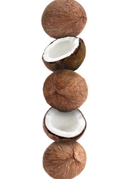 Hromada Čerstvých Kokosů Bílém Pozadí — Stock fotografie