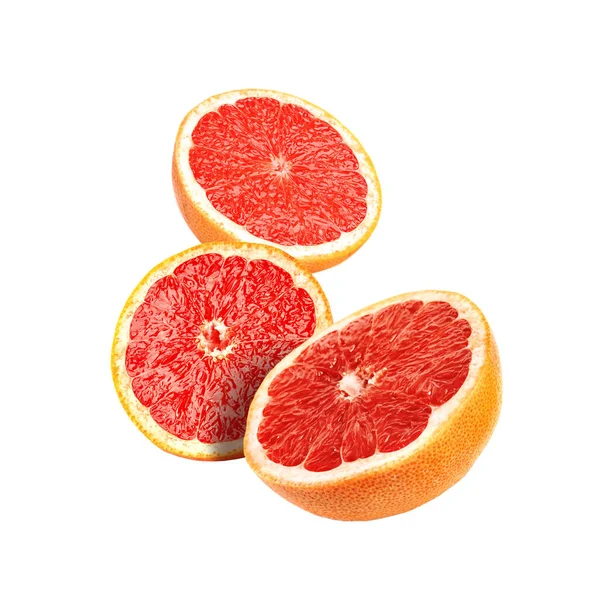 Frische Grapefruits Auf Weißem Hintergrund Schneiden — Stockfoto