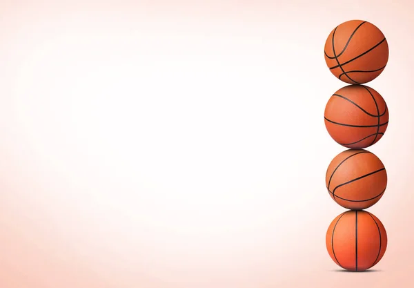 Pila Palline Basket Sfondo Corallo Chiaro Spazio Testo — Foto Stock