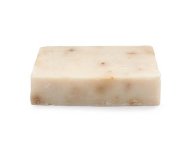 Beyaz arka planda sabun çubuğu. Kişisel temizlik.