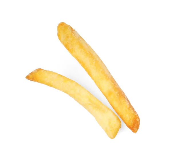Delicious Fresh French Fries White Background Top View — Foto de Stock