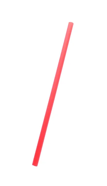 Tubo Coquetel Plástico Vermelho Isolado Branco — Fotografia de Stock
