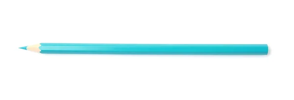 Nowy Jasnoniebieski Ołówek Drewniany Izolowany Białym — Zdjęcie stockowe