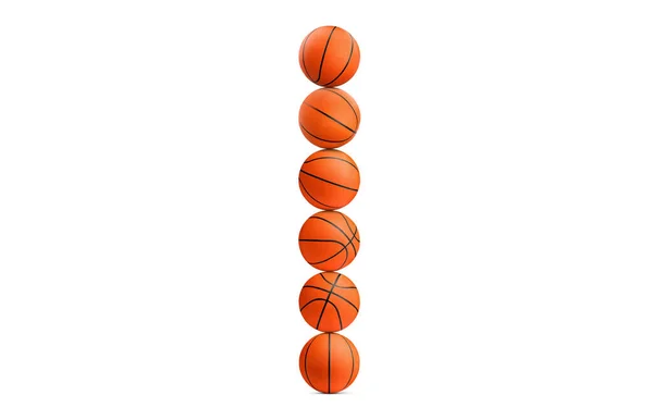 Pile Balles Basket Sur Fond Blanc — Photo