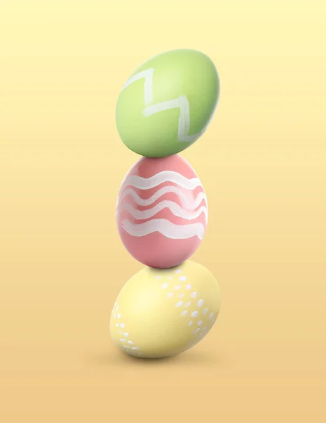Stack Easter Eggs Pale Yellow Gradient Background — Stock Photo, Image