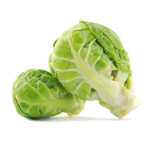 Φρέσκα Πράσινα Λαχανάκια Βρυξελλών Λευκό Φόντο — Φωτογραφία Αρχείου