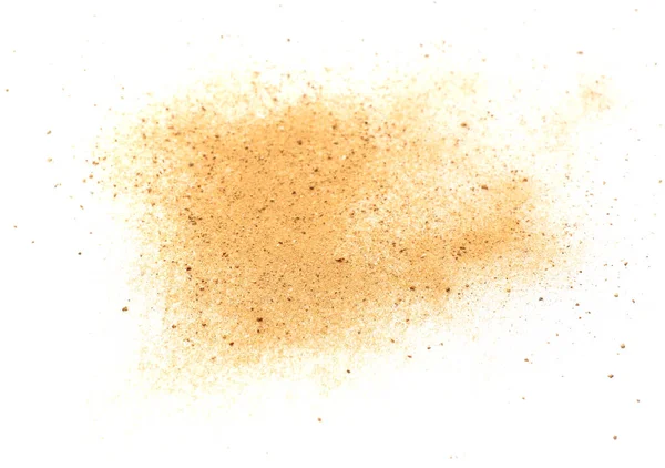 Pile of brown dust scattered on white background