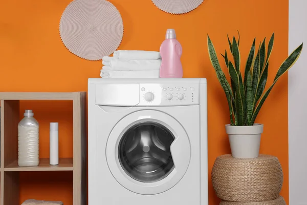 Stylish Laundry Room Washing Machine Interior Design — Stock Photo, Image
