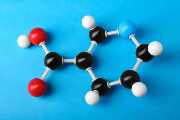 Molecola Vitamina Sfondo Azzurro Sopra Vista Modello Chimico — Foto Stock