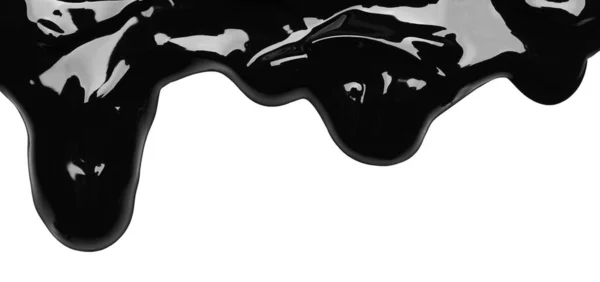Blot Fekete Fényes Festék Fehér Háttér Felső Nézet — Stock Fotó