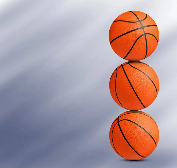 Stack Basketball Balls Blue Background Space Text — Stock Photo, Image