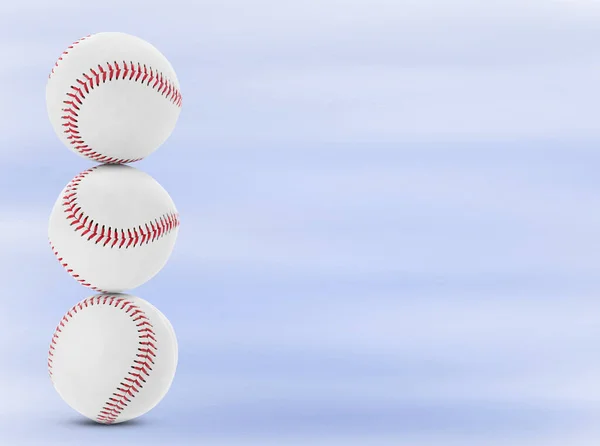 Hromada Baseballových Míčků Modrém Pozadí Mezera Pro Text — Stock fotografie