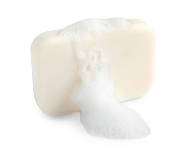 Σαπούνι Αφρό Που Απομονώνεται Λευκό — Φωτογραφία Αρχείου