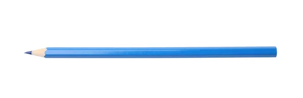 Modrá Dřevěná Tužka Izolovaná Bílém Horní Pohled — Stock fotografie