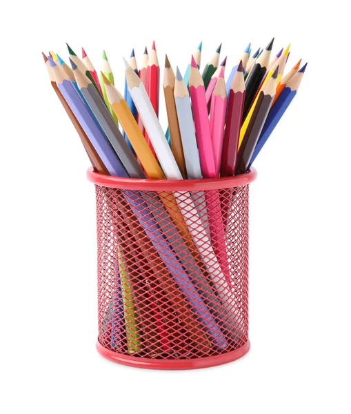 Beyaz Üzerine Izole Edilmiş Çok Farklı Renkli Kalemler Var — Stok fotoğraf