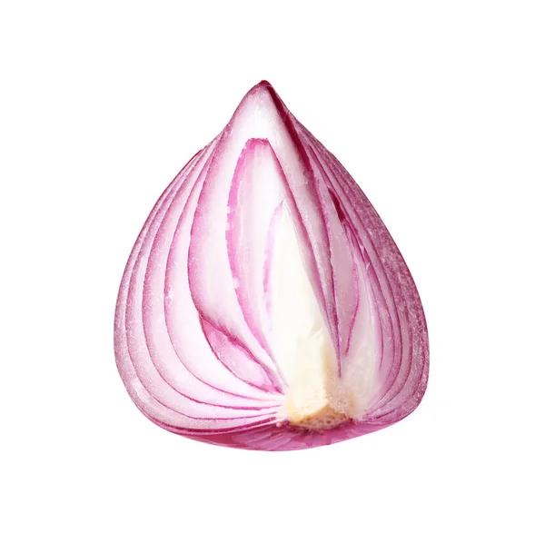 Fresh Red Ripe Cut Onion Isolated White — Zdjęcie stockowe