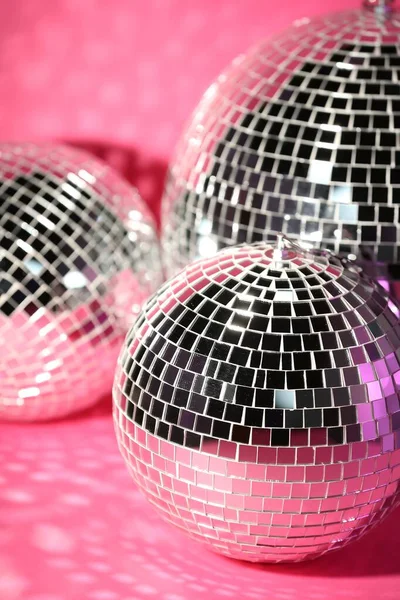 Muchas Bolas Discoteca Brillante Interior Tonificado Rosa — Foto de Stock