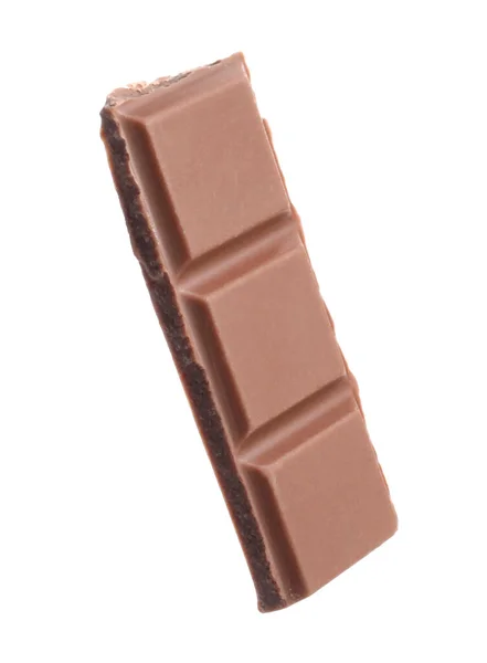 Pezzo Gustosa Barretta Cioccolato Isolata Bianco — Foto Stock
