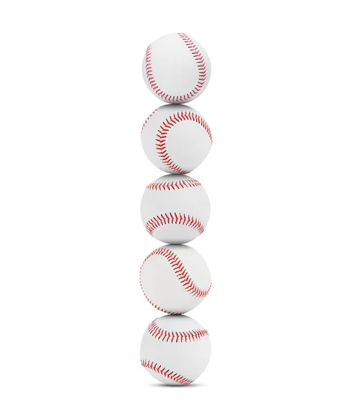 Empilement Balles Baseball Sur Fond Blanc — Photo