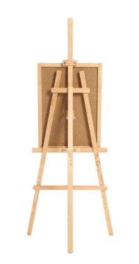 Tahta sehpa ve beyaz tahta. Sanatçının ekipmanı