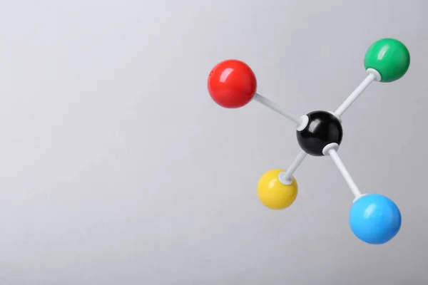 Molekuláris Atommodell Világosszürke Háttérrel Szóköz Szövegnek Kémiai Szerkezet — Stock Fotó