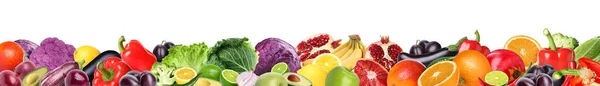 Nombreux Fruits Légumes Frais Différents Sur Fond Blanc Conception Bannière — Photo